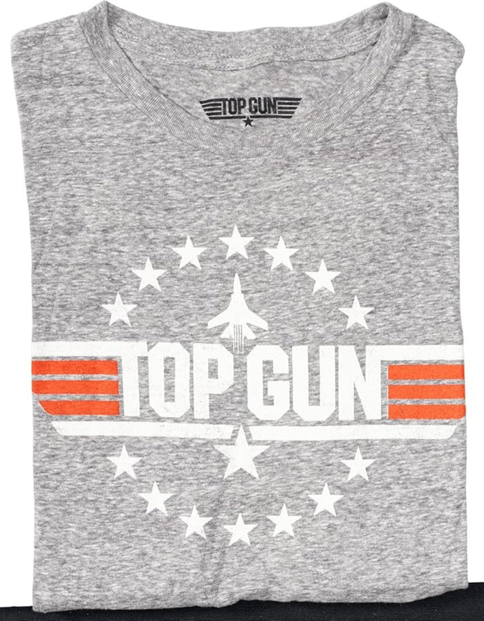 Top Gun Officially Licensed Adult Unisex Logo with Jet and Stars Adult T-Shirt - TVStoreOnline