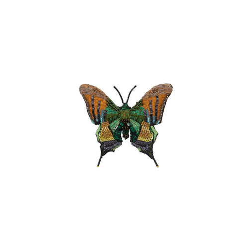 Embroidered Green Butterfly Brooch.