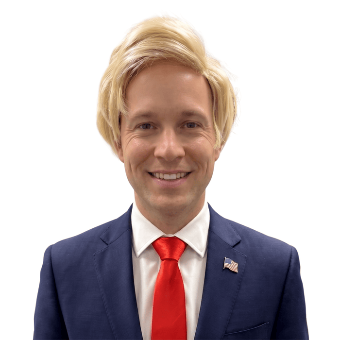 Trump Wig, Tie, USA Pin Halloween Cosplay Costume Accessory Set - TVStoreOnline