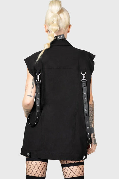 model showing back of vest