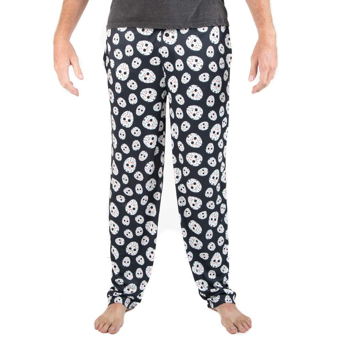 jason voorhees hockey mask repeated print pajama pants