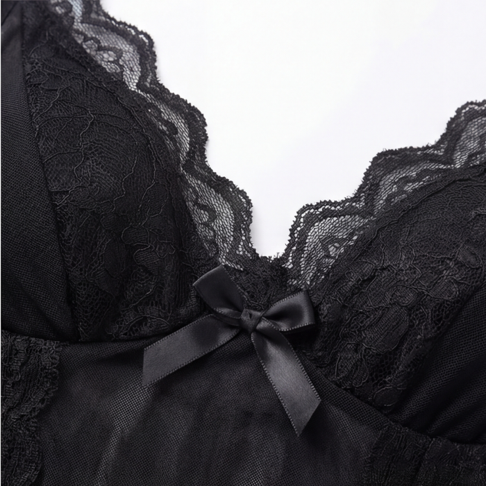 Veloure – Floor Length Lace Mesh Nightdress