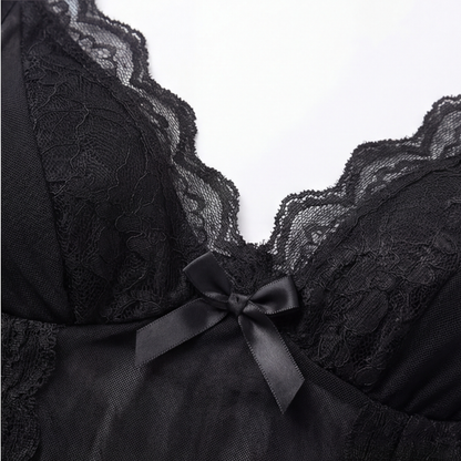 Veloure – Floor Length Lace Mesh Nightdress