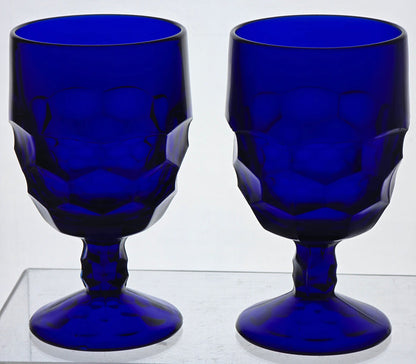 Viking Glass blue goblet honeycomb pair