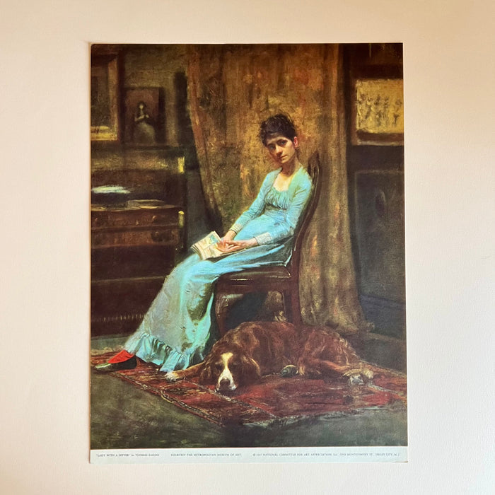 Vintage 1937 Eakins "Lady with a Setter" Portrait Art Print