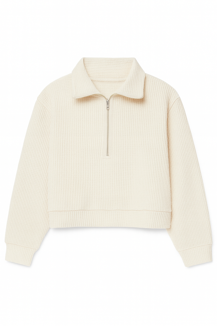 Waffle Half Zip Sweater