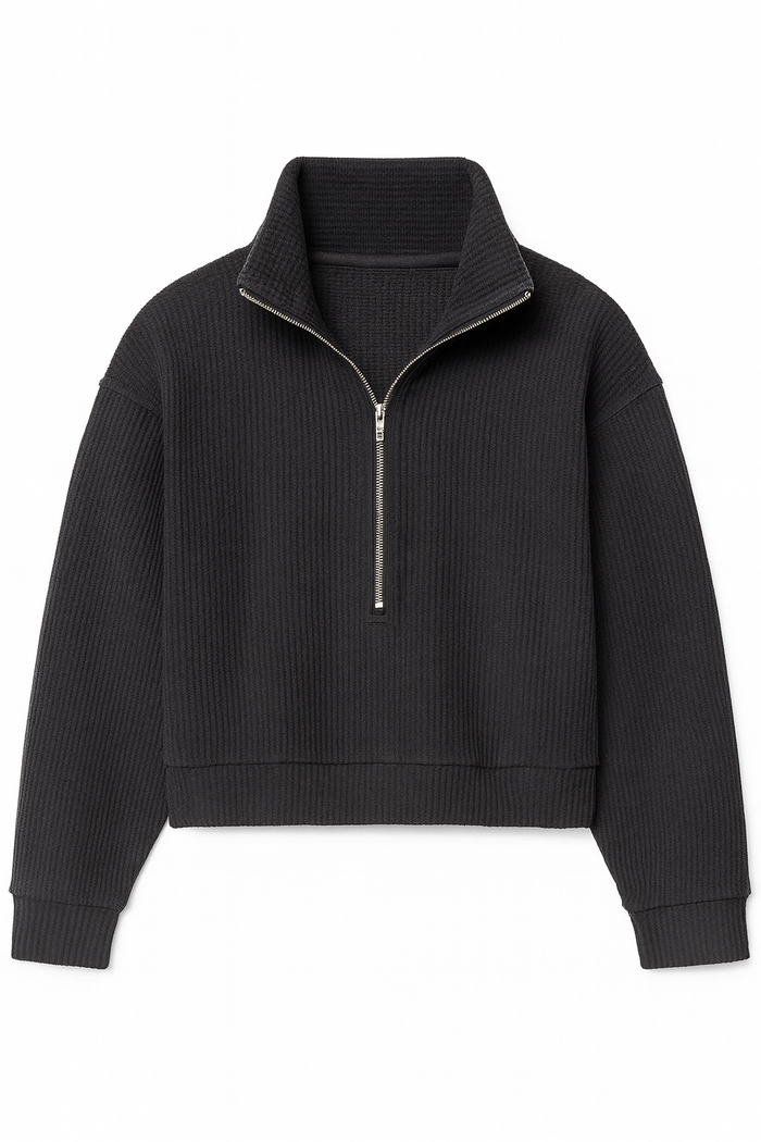 Waffle Half Zip Sweater