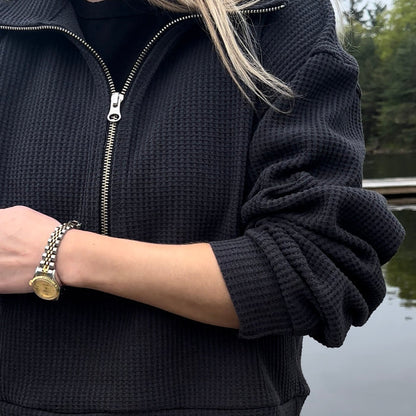 Waffle Half Zip Sweater