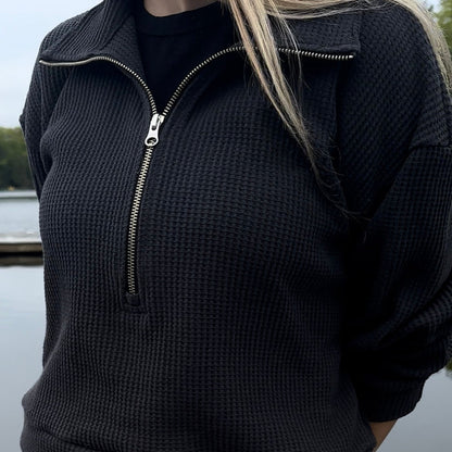 Waffle Half Zip Sweater