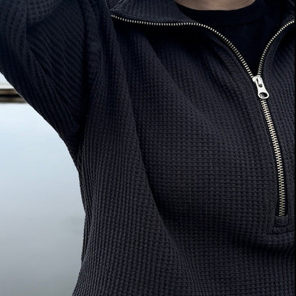Waffle Half Zip Sweater