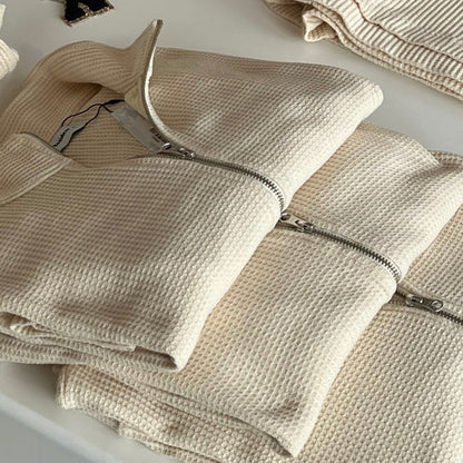 Waffle Half Zip Sweater