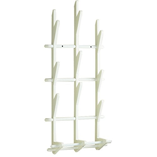 Wall Coat Hat Rack Wall-mounted Door Hanger Wood Simple Hanger Creative Hat Tie Stand (White, Walnut Color) Home Furnishing (Color : White)