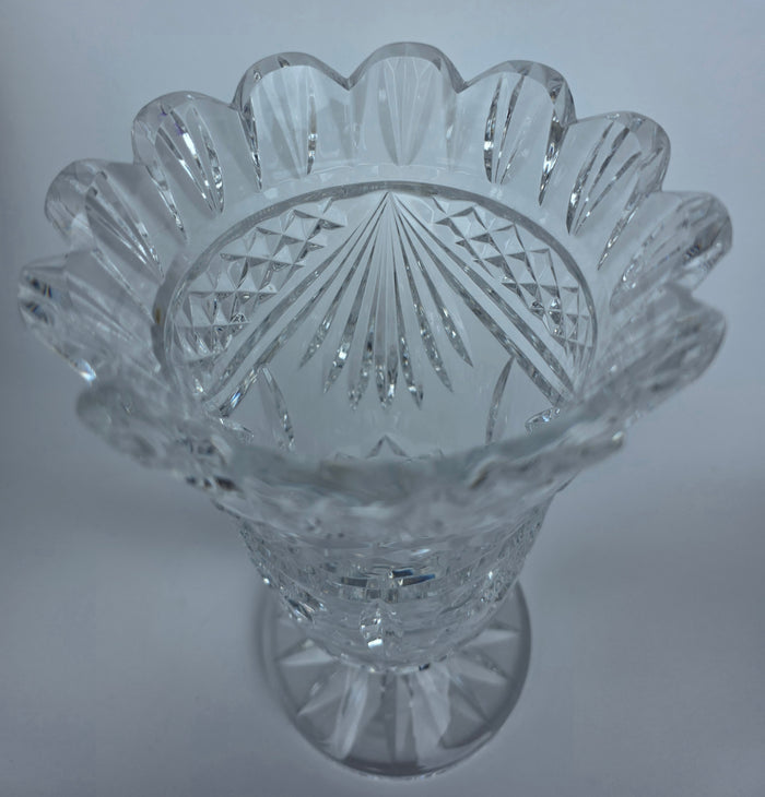 Waterford GLASS signed gegorgan vase  footed old cut in Ireland 95WS