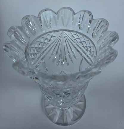 Waterford GLASS signed gegorgan vase  footed old cut in Ireland 95WS