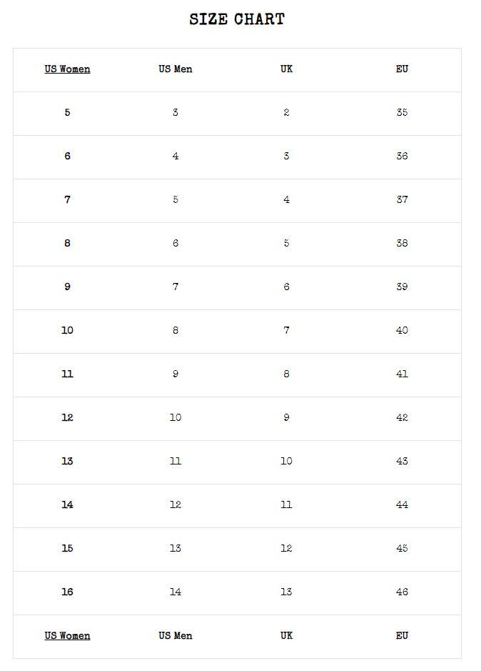 size chart