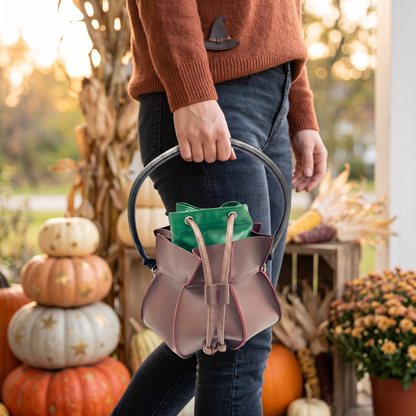 Witches Satchel Leather Cauldron Purse Halloween Cosplay Costume Accessory