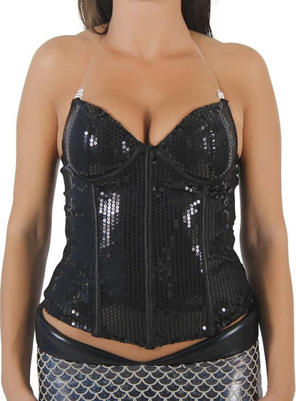 Women's Mermaid Halloween Costume Cosplay Sparkly Sequin Corset - TVStoreOnline