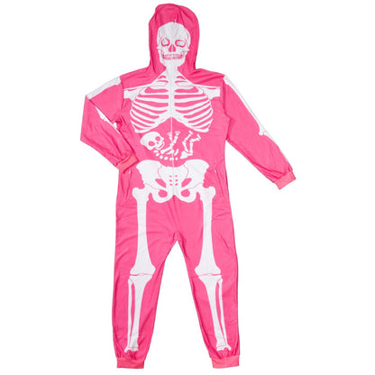 Women's Pink Skeleton Halloween Costume Cosplay Jumpsuit (With Mask) - TVStoreOnline