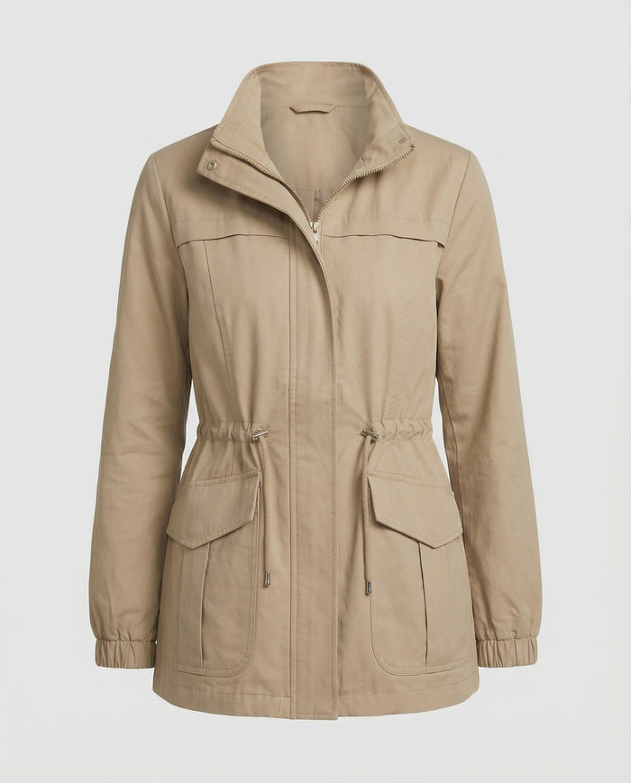 Women's Utility Jacket UK – Drawstring Waist Flap Pockets | The Sunniva | Huna