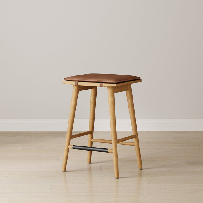 Wood Cushioned Counter Height Bar Stool Warm Pine - Nathan James