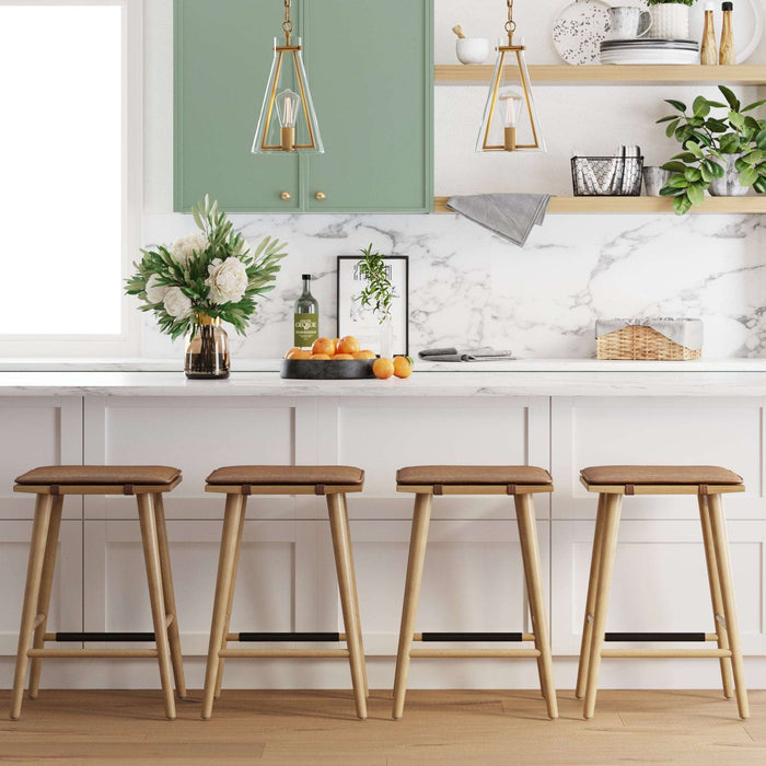 Wood Cushioned Counter Height Bar Stool Warm Pine - Nathan James