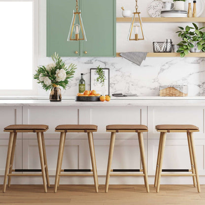 Wood Cushioned Counter Height Bar Stool Warm Pine - Nathan James