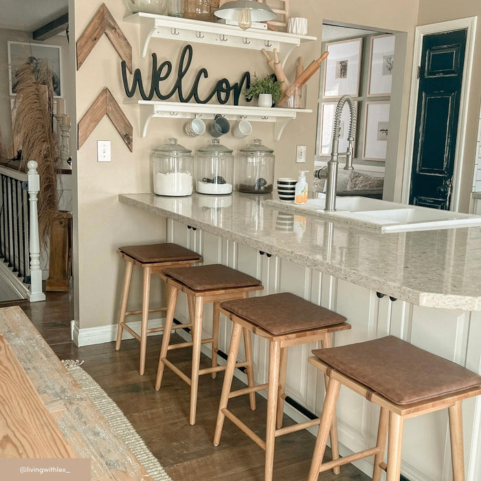 Wood Cushioned Counter Height Bar Stool Warm Pine - Nathan James