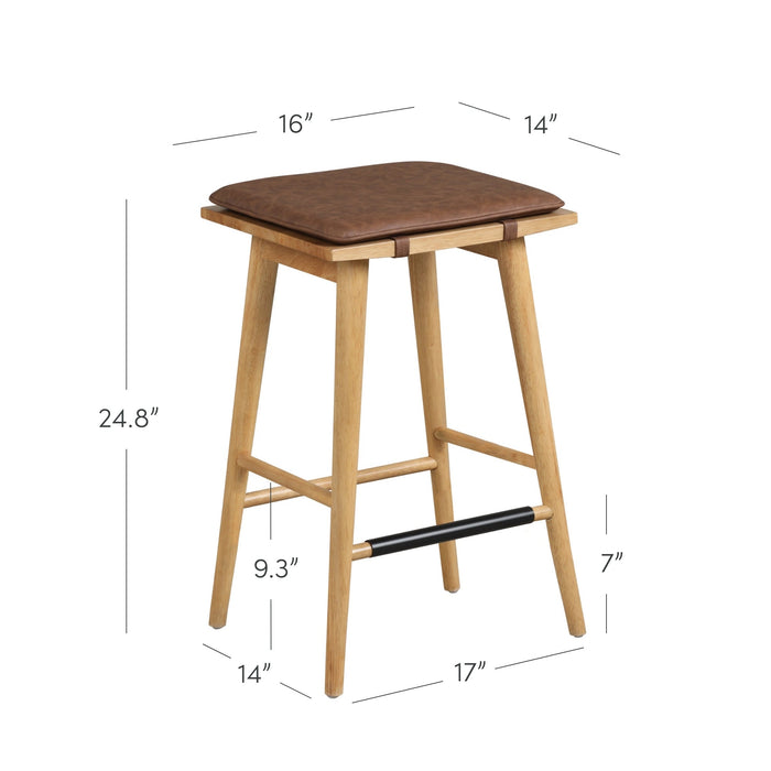 Wood Cushioned Counter Height Bar Stool Warm Pine - Nathan James