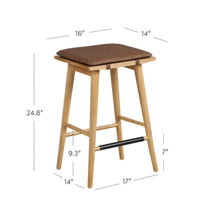Wood Cushioned Counter Height Bar Stool Warm Pine - Nathan James
