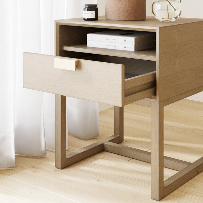 Wood Modern Farmhouse Nightstand with Drawer - Nathan James