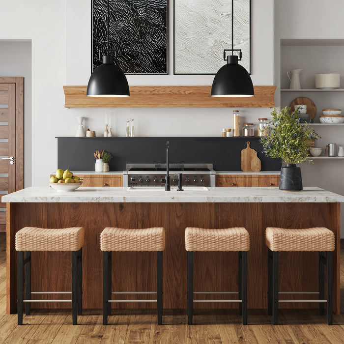 Woven Seagrass Counter Height Bar Stool Black - Nathan James