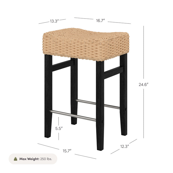 Woven Seagrass Counter Height Bar Stool Black - Nathan James