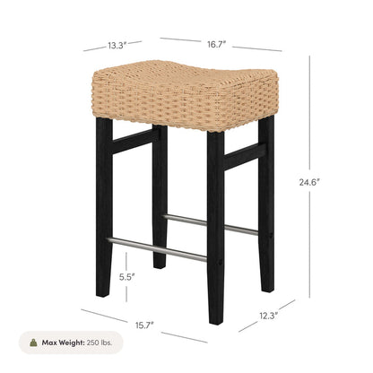 Woven Seagrass Counter Height Bar Stool Black - Nathan James