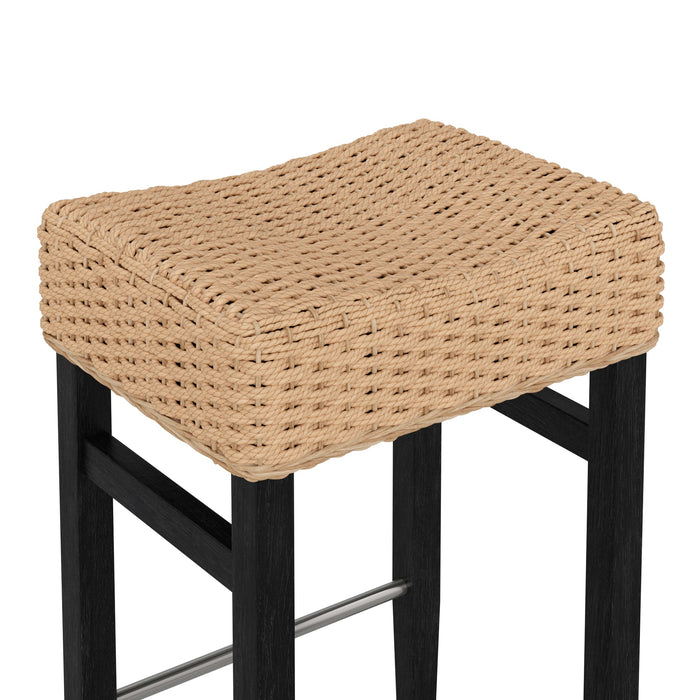 Woven Seagrass Counter Height Bar Stool Black - Nathan James