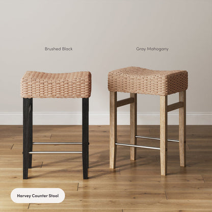 Woven Seagrass Counter Height Bar Stool Black - Nathan James
