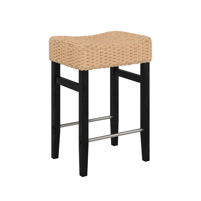 Woven Seagrass Counter Height Bar Stool Black - Nathan James