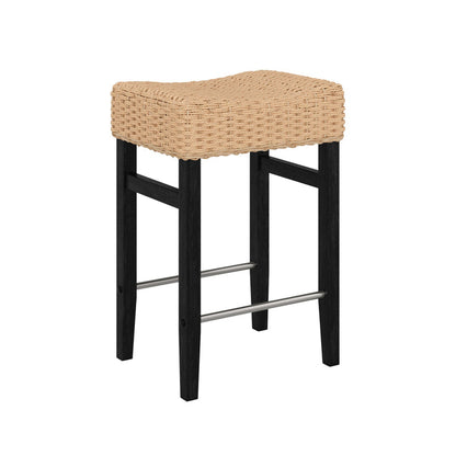 Woven Seagrass Counter Height Bar Stool Black - Nathan James
